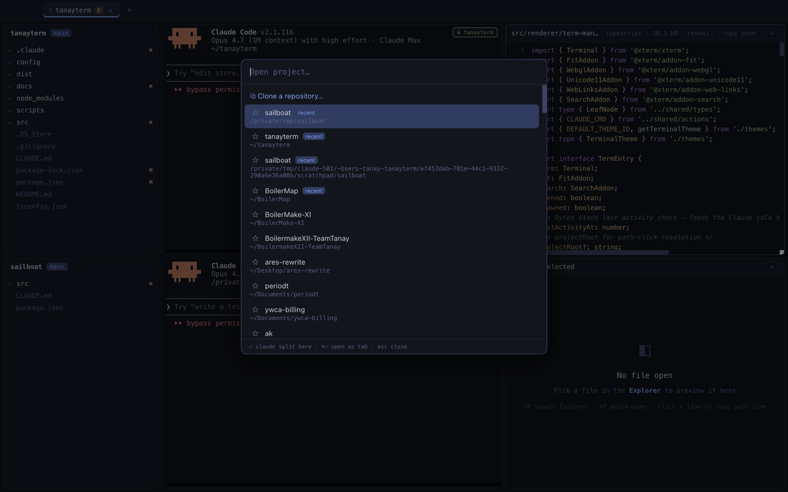 Project switcher